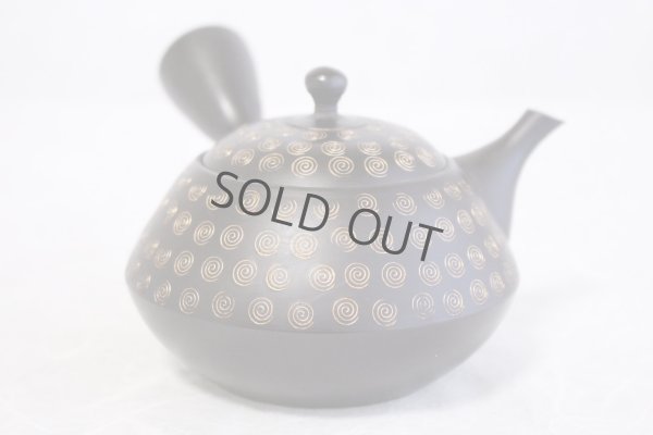 Photo10: Tokoname Japanese tea pot kyusu YT Hokuryu pressed gold  flower 300ml