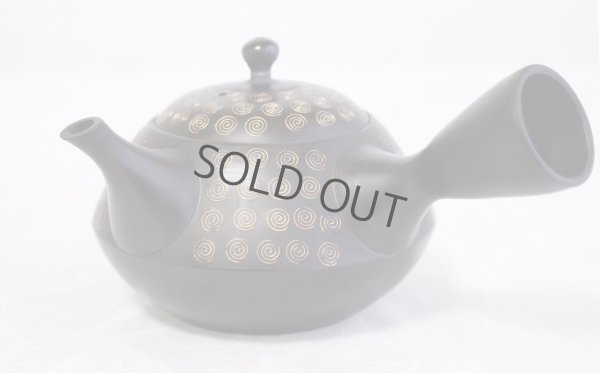 Photo8: Tokoname Japanese tea pot kyusu YT Hokuryu pressed gold  flower 300ml