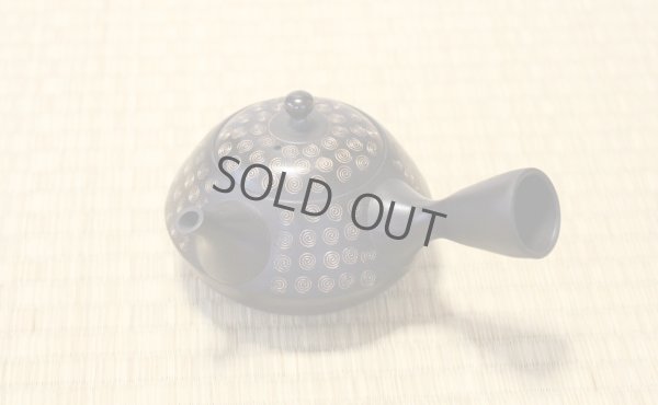 Photo3: Tokoname Japanese tea pot kyusu YT Hokuryu pressed gold  flower 300ml