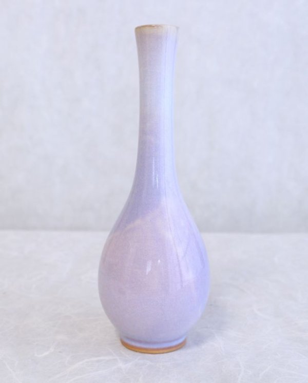 Photo8: Hagi yaki ware Japanese vase Hagi purple hosokubi H 22cm