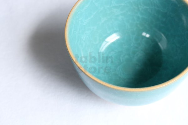 Photo2: Kiyomizu Japanese pottery tea ceremony bowl matcha chawan blue hyoretsu Junzo Okayama