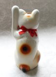 Photo7: Japanese Lucky Cat Tokoname ware YT Porcelain Maneki Neko slim white H25cm