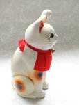 Photo6: Japanese Lucky Cat Tokoname ware YT Porcelain Maneki Neko slim white H25cm (6)