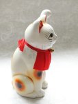 Photo6: Japanese Lucky Cat Tokoname ware YT Porcelain Maneki Neko slim white H25cm