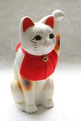 Photo4: Japanese Lucky Cat Tokoname ware YT Porcelain Maneki Neko slim white H25cm