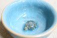 Photo1: Kiyomizu porcelain Japanese sake guinomi Junzo Okayama seiji blue craze turtle cup (1)