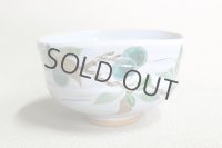 Kiyomizu Japanese pottery tea ceremony matcha bowl chawan Ryoji light blue plum