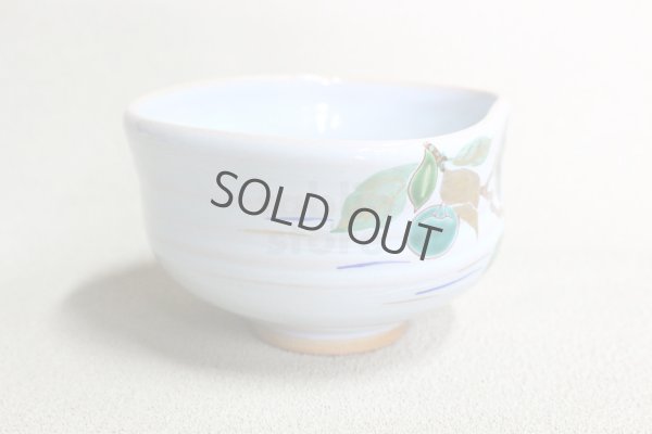 Photo4: Kiyomizu Japanese pottery tea ceremony matcha bowl chawan Ryoji light blue plum