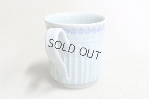 Photo2: Kiyomizu Japanese pottery mug coffee cup Minoru Ando seiji  light blue