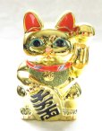 Photo5: Japanese Lucky Cat YT Tokoname ware Porcelain Maneki Neko Gold r cushion H15cm