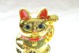 Photo4: Japanese Lucky Cat YT Tokoname ware Porcelain Maneki Neko Gold r cushion H15cm