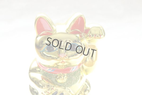 Photo4: Japanese Lucky Cat YT Tokoname ware Porcelain Maneki Neko Gold r cushion H15cm