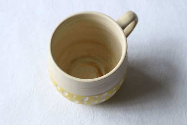 Photo13: Tokoname Japanese pottery Coffee Mug tea cup hand carved polka-dot Kenji 260ml