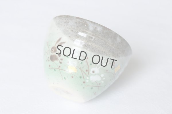 Photo7: Kutani porcelain Japanese Matcha chawan tea bowl yon ippuku hane usagi rabbit