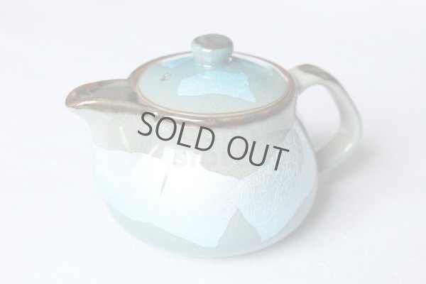 Photo1: Kutani porcelain Ginsai blue glaze Japanese tea pot