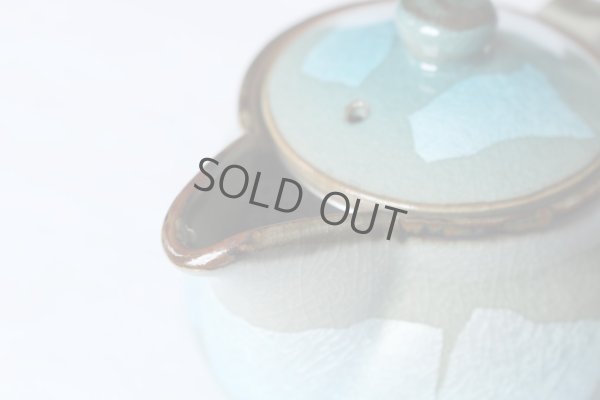 Photo4: Kutani porcelain Ginsai blue glaze Japanese tea pot