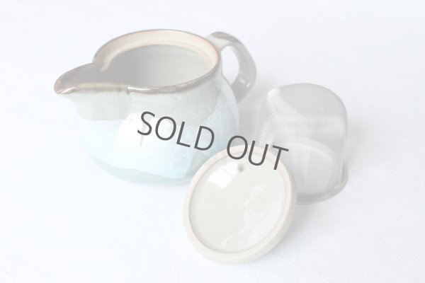 Photo5: Kutani porcelain Ginsai blue glaze Japanese tea pot