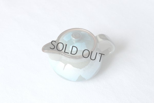 Photo11: Kutani porcelain Ginsai blue glaze Japanese tea pot