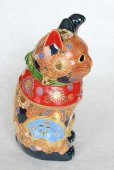 Photo6: Japanese Lucky Cat Kutani Porcelain Maneki Neko sai mori H27cm