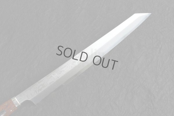 Photo9: SAKAI TAKAYUKI Limited Edition Sugihara Handle Ginsan Yasuki silver-3 steel Suminagashi Kiritsuke Sashimi 300mm