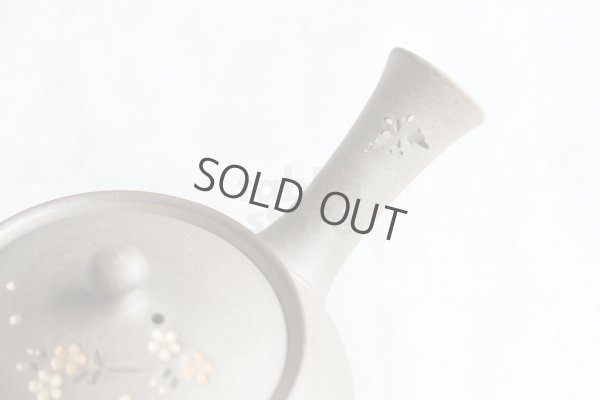 Photo5: Tokoname Japanese tea pot kyusu YT Yakishime butterfly sakura Seiho 300ml