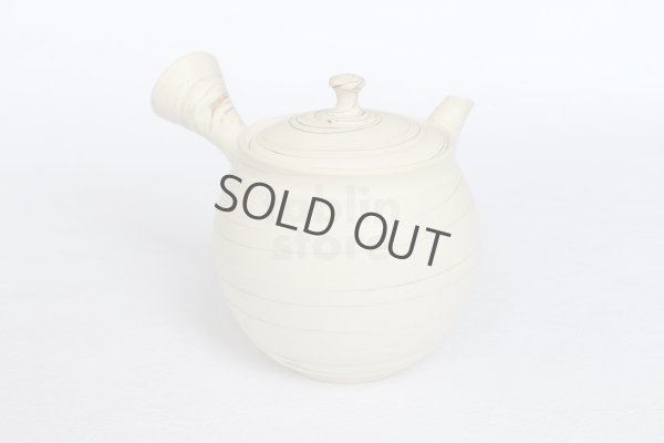 Photo3: Tokoname Japanese tea pot kyusu ceramic strainer Kenji shin nerikomi 360ml