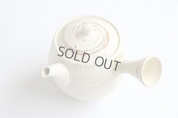 Photo10: Tokoname Japanese tea pot kyusu ceramic strainer Kenji nerikomi bi carved 360ml