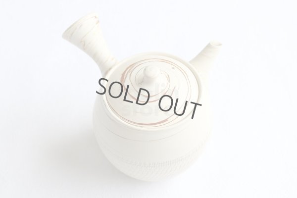 Photo8: Tokoname Japanese tea pot kyusu ceramic strainer Kenji nerikomi bi carved 360ml