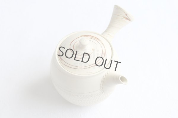Photo7: Tokoname Japanese tea pot kyusu ceramic strainer Kenji nerikomi bi carved 360ml