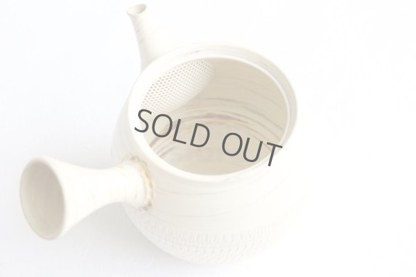 Photo6: Tokoname Japanese tea pot kyusu ceramic strainer Kenji nerikomi bi carved 360ml