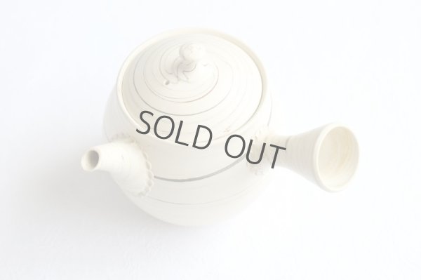 Photo6: Tokoname Japanese tea pot kyusu ceramic strainer Kenji shin nerikomi ren 360ml