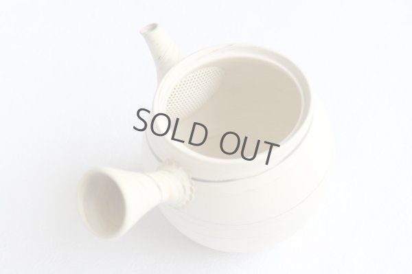 Photo3: Tokoname Japanese tea pot kyusu ceramic strainer Kenji shin nerikomi ren 360ml