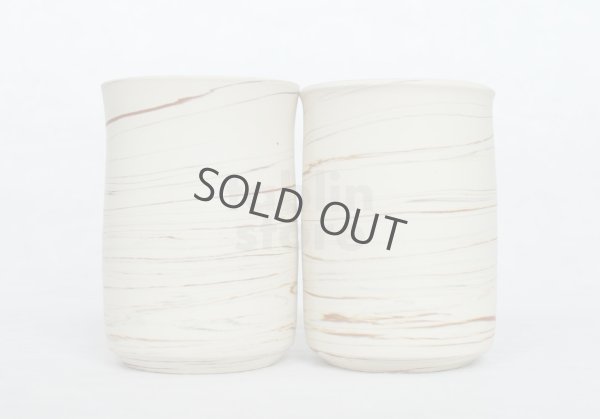 Photo7: Tokoname Japanese tea cups kumi Yunomi Nerikomi Kenji