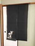 Photo8: Kyoto Noren SB Japanese batik door curtain cat Black 100% linen 88 x 150cm