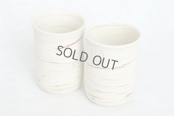 Photo1: Tokoname Japanese tea cups kumi Yunomi Nerikomi Kenji