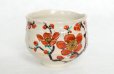 Photo11: Kutani porcelain Japanese Matcha chawan tea bowl yon ippuku red plum aka ume