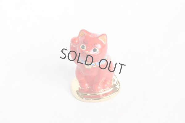 Photo8: Japanese Lucky Cat Kutani Porcelain Maneki Neko red  kobannori H 10cm