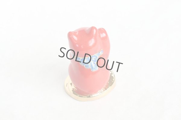 Photo7: Japanese Lucky Cat Kutani Porcelain Maneki Neko red  kobannori H 10cm