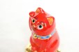 Photo6: Japanese Lucky Cat Kutani Porcelain Maneki Neko red  kobannori H 10cm