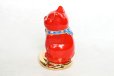 Photo5: Japanese Lucky Cat Kutani Porcelain Maneki Neko red  kobannori H 10cm