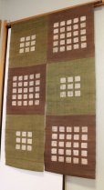 Photo1: Kyoto Noren SB Japanese batik door curtain Koshi Check brown 88cm x 150cm (1)