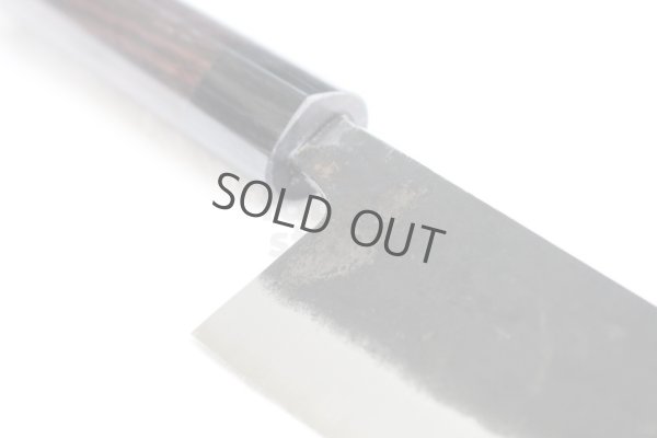 Photo9: Takayuki Iwai Blue 2 steel Ibuki Kurouchi black hammered finish Santoku knife 170mm