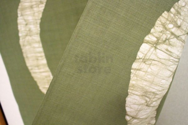 Photo2: Kyoto Noren SB Japanese batik door curtain En Enso Circle ol.green 85cm x 150cm