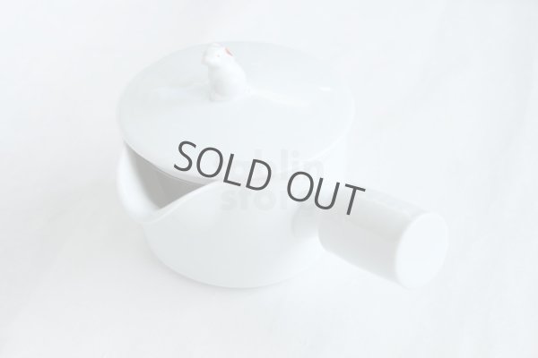 Photo3: Arita imari sd Porcelain Japanese tea pot kyusu white hakuji rabbit 330ml