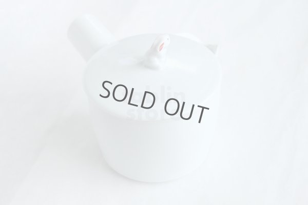 Photo4: Arita imari sd Porcelain Japanese tea pot kyusu white hakuji rabbit 330ml