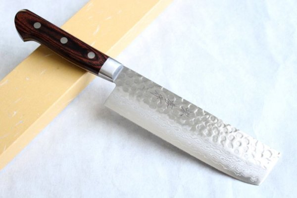 Photo1: SAKAI TAKAYUKI Damascus 17 Layer VG10 Nakiri vegetable knife 160mm