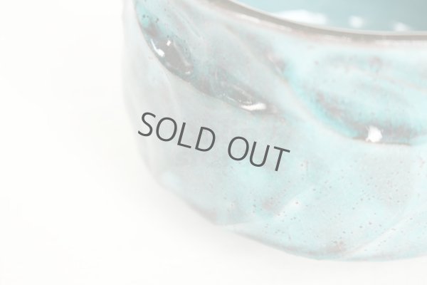 Photo7: Mino ware pottery Japanese tea ceremony bowl Matcha chawan honte ao blue miyabi