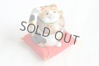 Japanese Lucky Cat Kutani yaki ware Porcelain Kenaga mike H 11.5cm