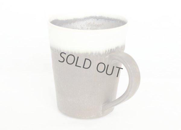 Photo6: Kiyomizu Japanese pottery tea mug coffee cup Daisuke white-line black 250ml