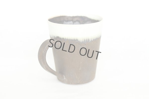 Photo5: Kiyomizu Japanese pottery tea mug coffee cup Daisuke white-line black 250ml